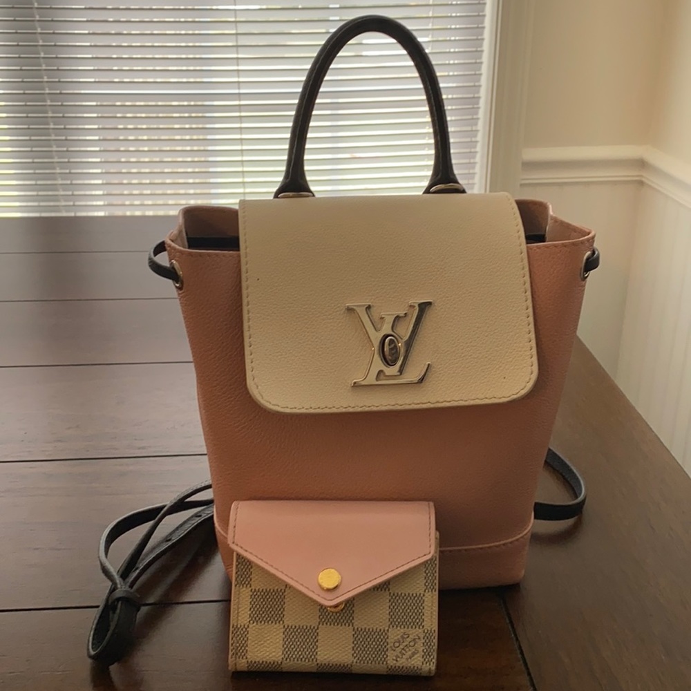 Used Louis Vuitton lockme mini backpack and wallet